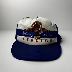 Vintage Walt Disney Studios Mgm 1980s Trucker Hat Snapback Mesh Blue White
